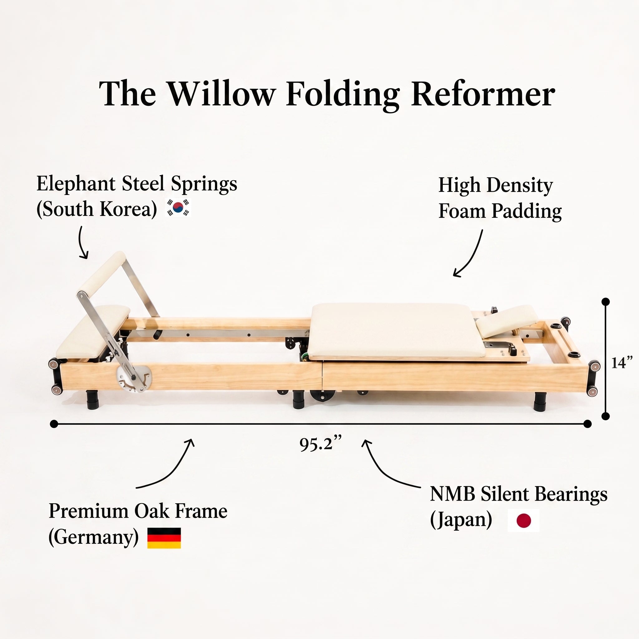 Foldable Pilates Reformer by Willow